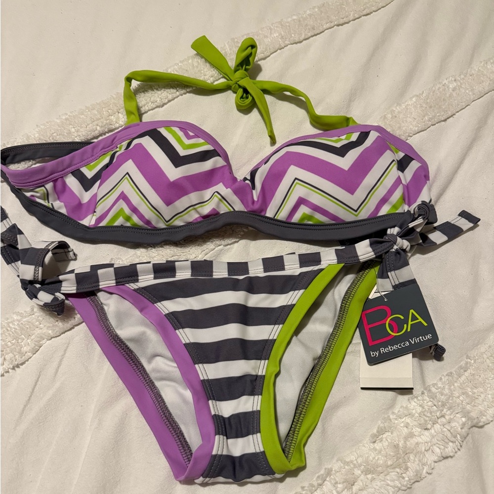 BECCA Multicolor Chevron and Stripe Bikini